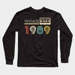 34th Birthday Vintage 1989 Limited Edition Cassette Tape Long Sleeve T-Shirt